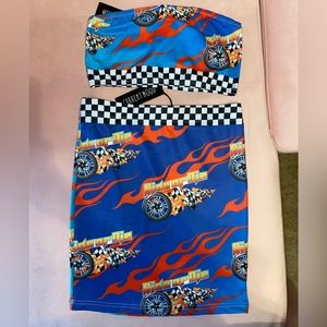 NWT Current Mood Dolls Kill Race Car Checkered Skirt Set